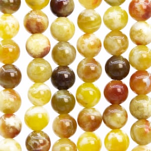 Genuine Natural Serpentine Gemstone Beads 6MM Yellow Green Round AAA Quality Loose Beads (112532)