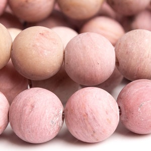 Genuine Natural Rhodonite Gemstone Beads 8MM Matte Haitian Flower Round AAA Quality Loose Beads (100261)