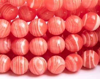 Cuentas de piedra de encaje de 8 mm, redondas, sueltas, color rojo y rosa (118374)