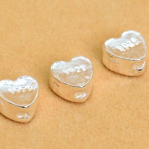 10 Pcs - 5x5MM Sterling Silver Heart Spacer Beads for Jewelry Making (63964-2132)