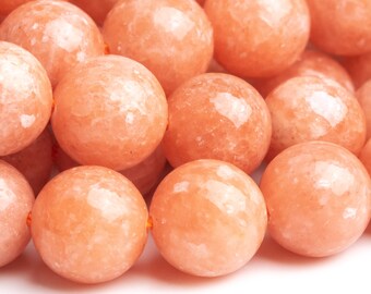 Genuine Natural Calcite Gemstone Beads 10MM Orange Peach Round AA Quality Loose Beads (116711)