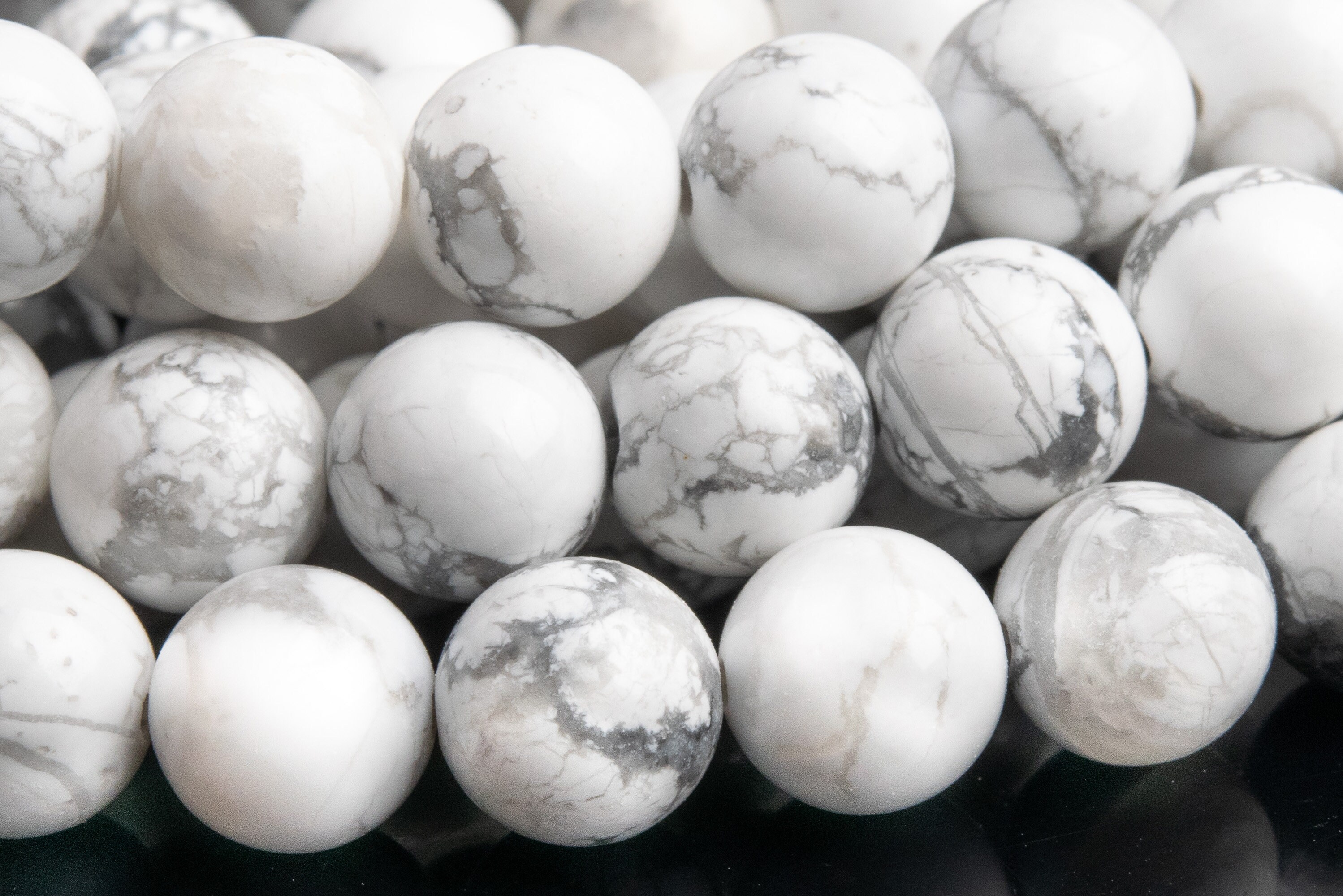 Genuine Natural Howlite Gemstone Beads 8MM White Round AAA Quality Loose Beads (101110)