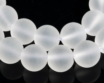 Contas de pedras preciosas genuínas de quartzo cristal natural, 8 mm, brancas foscas, redondas, qualidade AAA, contas soltas (102103)