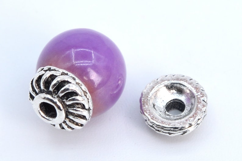 7x2MM Round Bead Cap Antique Silver Tone Zinc Alloy Bead Cap 50 Pcs 63160-2342