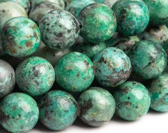 Genuine Natural African Turquoise Gemstone Beads 8MM Green Round A Quality Loose Beads (116994)