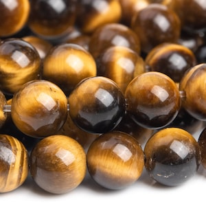 Genuine Natural Tiger Eye Gemstone Beads 4MM Yellow Round AAA Quality Loose Beads (121616)