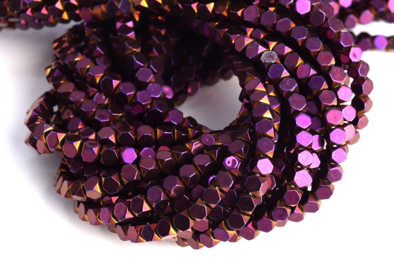 3MM Purple Hematite Beads Octagon Cube Grade AAA Natural Gemstone Loose Beads 149 Pcs 104697