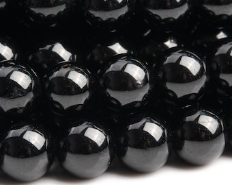 Genuine Natural Tourmaline Gemstone Beads 6MM Black Round AAA Quality Loose Beads (100627)