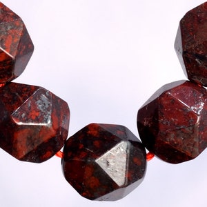 Genuine Natural Brecciated Jasper Gemstone Beads 9-10MM Dark Red Star Cut Faceted AAA Quality Loose Beads (104988)