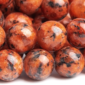 Jade Gemstone Beads 8MM Deep Orange Red Round AAA Quality Loose Beads (106292)