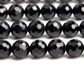 Genuine Natural Tourmaline Gemstone Beads 6MM Black Micro Faceted Round AAA Quality Loose Beads (106719)