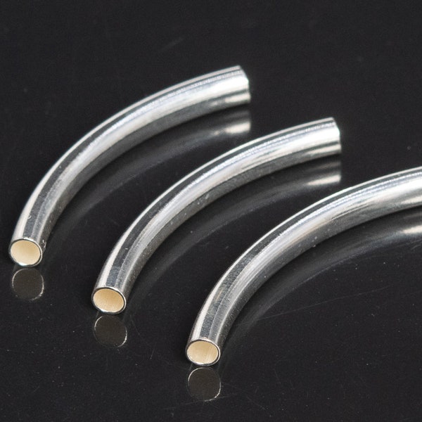 4 Pcs - 30x3MM Sterling Silver Curved Tube for Jewelry Making (64813-2184)