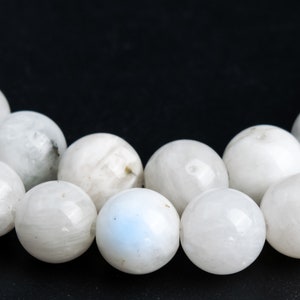 Genuine Natural Rainbow Moonstone Gemstone Beads 7-8MM White Round Loose Beads (117477)