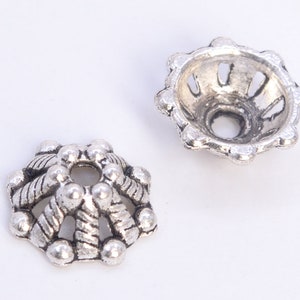 30 Pcs - 10x4MM Hollow Bead Cap Antique Silver Tone Zinc Alloy Bead Cap (62976-2343)