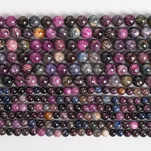 Genuine Natural Ruby Sapphire Gemstone Beads 4MM 6MM Round AAA Quality Loose Beads