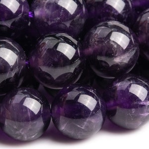 Genuine Natural Amethyst Gemstone Beads 7-8MM Deep Purple Round AAA Quality Loose Beads (100718)