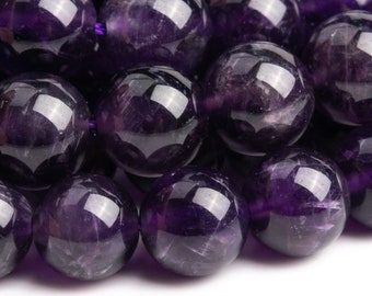 Genuine Natural Amethyst Gemstone Beads 7-8MM Deep Purple Round AAA Quality Loose Beads (100718)
