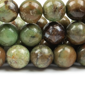 Genuine Natural Opal Gemstone Beads 8MM Brown Green Round AAA Quality Loose Beads (124571)