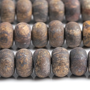 Genuine Natural Bronzite Gemstone Beads 8x5MM Matte Toffee Bar Rondelle AAA Quality Loose Beads (105419)