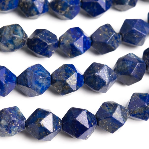 Lapis Lazuli Gemstone Beads 9-10MM Blue Star Cut Faceted A Quality Loose Beads (103709)