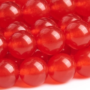 Malaysian Jade Gemstone Beads 9-10MM Chilli Red Round AAA Quality Loose Beads (116736)