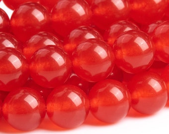 Malaysian Jade Gemstone Beads 9-10MM Chilli Red Round AAA Quality Loose Beads (116736)