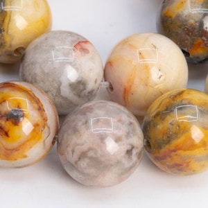 Genuine Natural Crazy Lace Agate Gemstone Beads 10MM Orange Cream Round AAA Quality Loose Beads (101192)