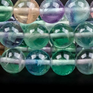 Genuine Natural Fluorite Gemstone Beads 8MM Multicolor Round AA+ Quality Loose Beads (117053)