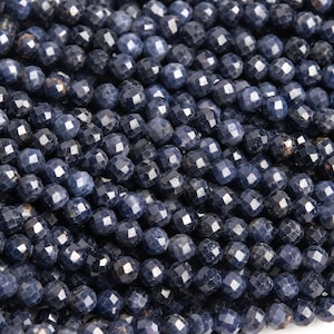 Genuine Natural Sapphire Gemstone Beads 3MM Blue Faceted Round AA Quality Loose Beads (107657)