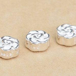 2 Pcs - 6MM Sterling Silver Flower Spacer Beads for Jewelry Making (63982-2133)