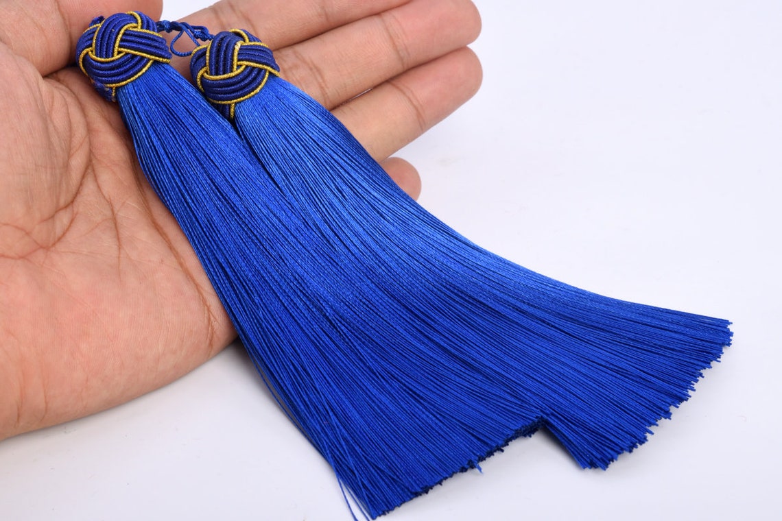 2 Pcs 5.5 / 14CM Royal Blue Tassel Artificial Silk Etsy