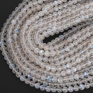 Genuine Natural Rainbow Moonstone Gemstone Beads 6MM 6-7MM 8MM 8-9MM 10MM 10-11MM White Round AA Quality Loose Beads