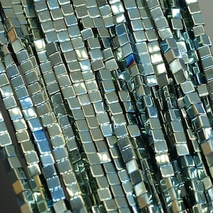 184 Pcs - 2MM Green Hematite Beads Cube Grade AAA Natural Gemstone Loose Beads (104724)