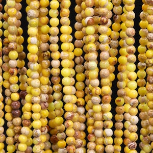 Sea Sediment Imperial Jasper Gemstone Beads 3MM Mustard Yellow Round AAA Quality Loose Beads (111275)