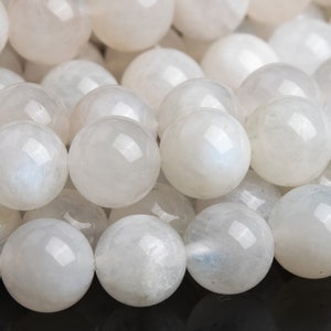 Genuine Natural Rainbow Moonstone Gemstone Beads 8MM White Round A Quality Loose Beads (119660)