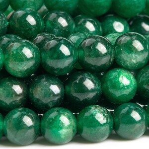Véritables perles naturelles de fuchsite, 6 mm, rondes, vert foncé, de qualité AAA (120191)