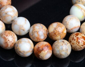 Sea Sediment Imperial Jasper Gemstone Beads 6MM Milky White Round AAA Quality Loose Beads (116959)