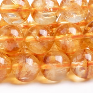 Genuine Natural Citrine Gemstone Beads 8-9MM Brown Yellow Round A+ Quality Loose Beads (119535)