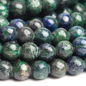 Contas de pedra preciosa azurita 4 mm, pepita verde e azul, redondas, contas soltas de qualidade AB (120130)