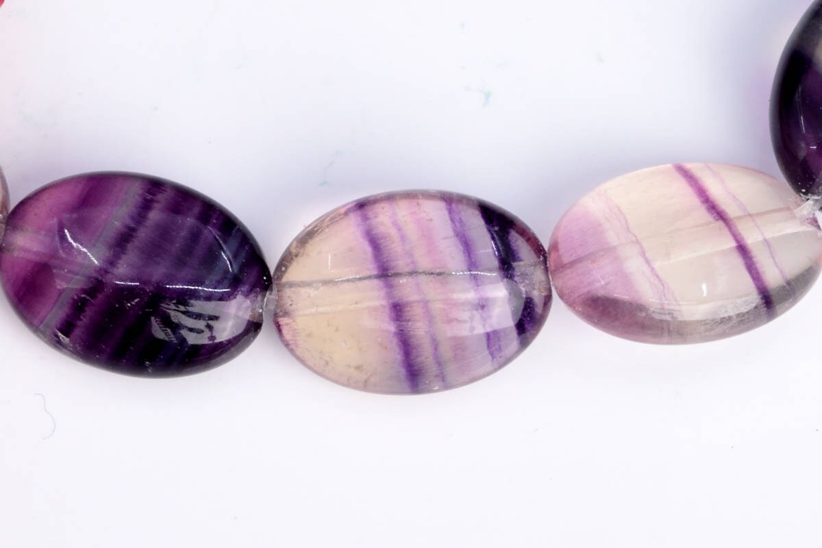 Natural Gemstone Loose Beads 7.5" 14x10MM Rainbow Fluorite Flat Oval Grade AA