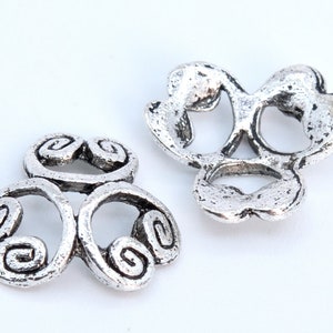 30 Pcs - 11x3MM Hollow Bead Cap Antique Silver Tone Zinc Alloy Bead Cap (63039-2338)