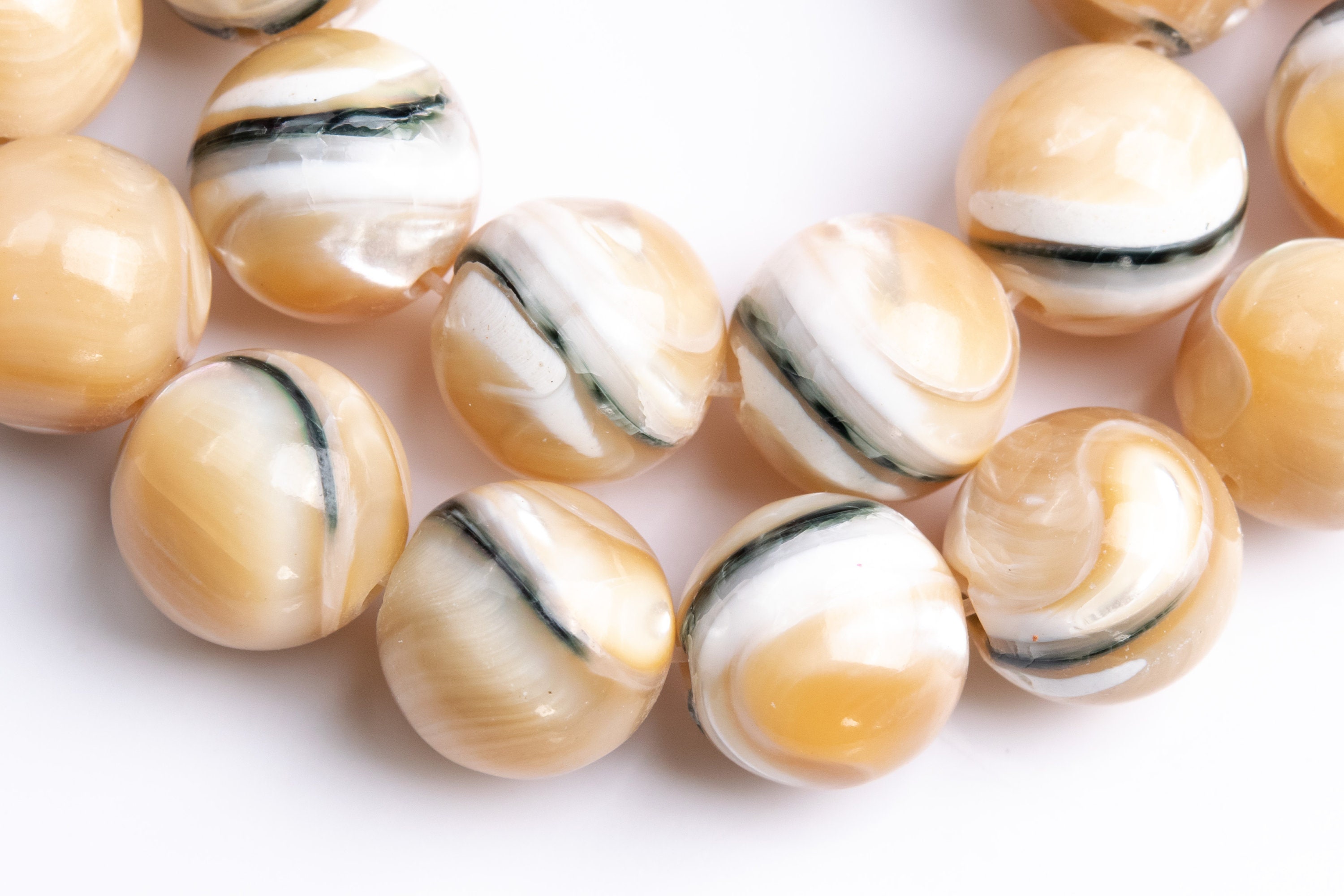 Genuine Natural Trochidae Shell Gemstone Beads 9-10MM Beige AAA Round ...