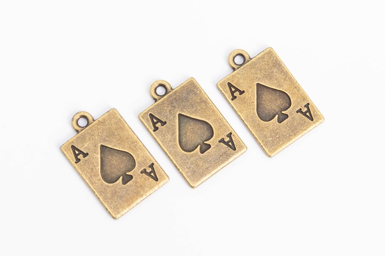 10 Pcs 20x12MM Playing Card Charm Double Side Antique Bronze Tone Zinc Alloy Metal Charm 110431-3143