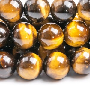 Genuine Natural Tiger Eye Gemstone Beads 10MM Yellow Round AAA Quality Loose Beads (102881)