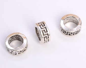 20 Pcs - 8MM Antique Silver Tone Tibetan Round Tube Spacer Beads for Jewelry Making (61354-2041)