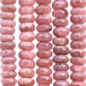 Genuine Natural Argentina Rhodochrosite Gemstone Beads 6x4MM Gray Pink Rondelle A Quality Loose Beads (115493)