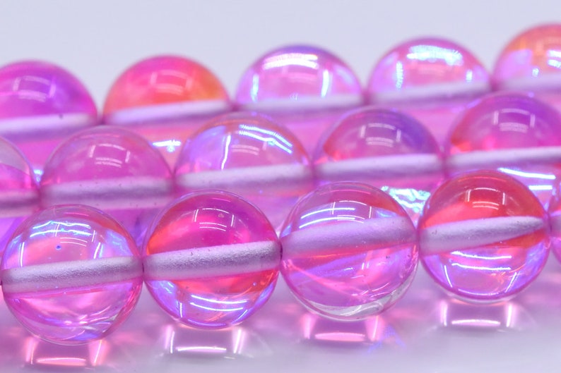 8MM Pink Mystic Aura Quartz Beads Grade AAA Round Loose Beads 104587 48 Pcs 23 Pcs