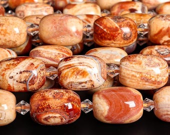 Genuine Natural Tibetan Agate Gemstone Beads 14X10MM 18X13MM Orange Barrel Drum AAA Quality Loose Beads