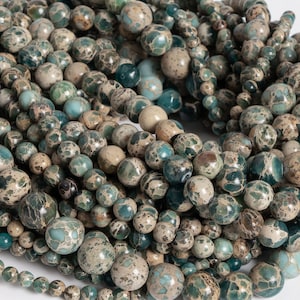 Sea Sediment Imperial Jasper Gemstone Beads 4MM 6MM 8MM 10MM Green Round AAA Quality Loose Beads