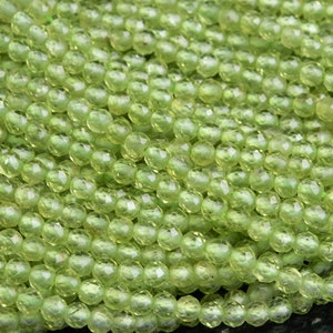 Genuine Natural Peridot Gemstone Beads 3MM Green Faceted Round AAA Quality Loose Beads (107642)